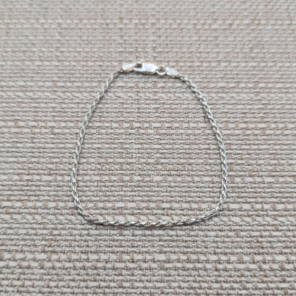 7 Inch Sterling Silver Simple Braided Unisex Chain Bracelet A5127